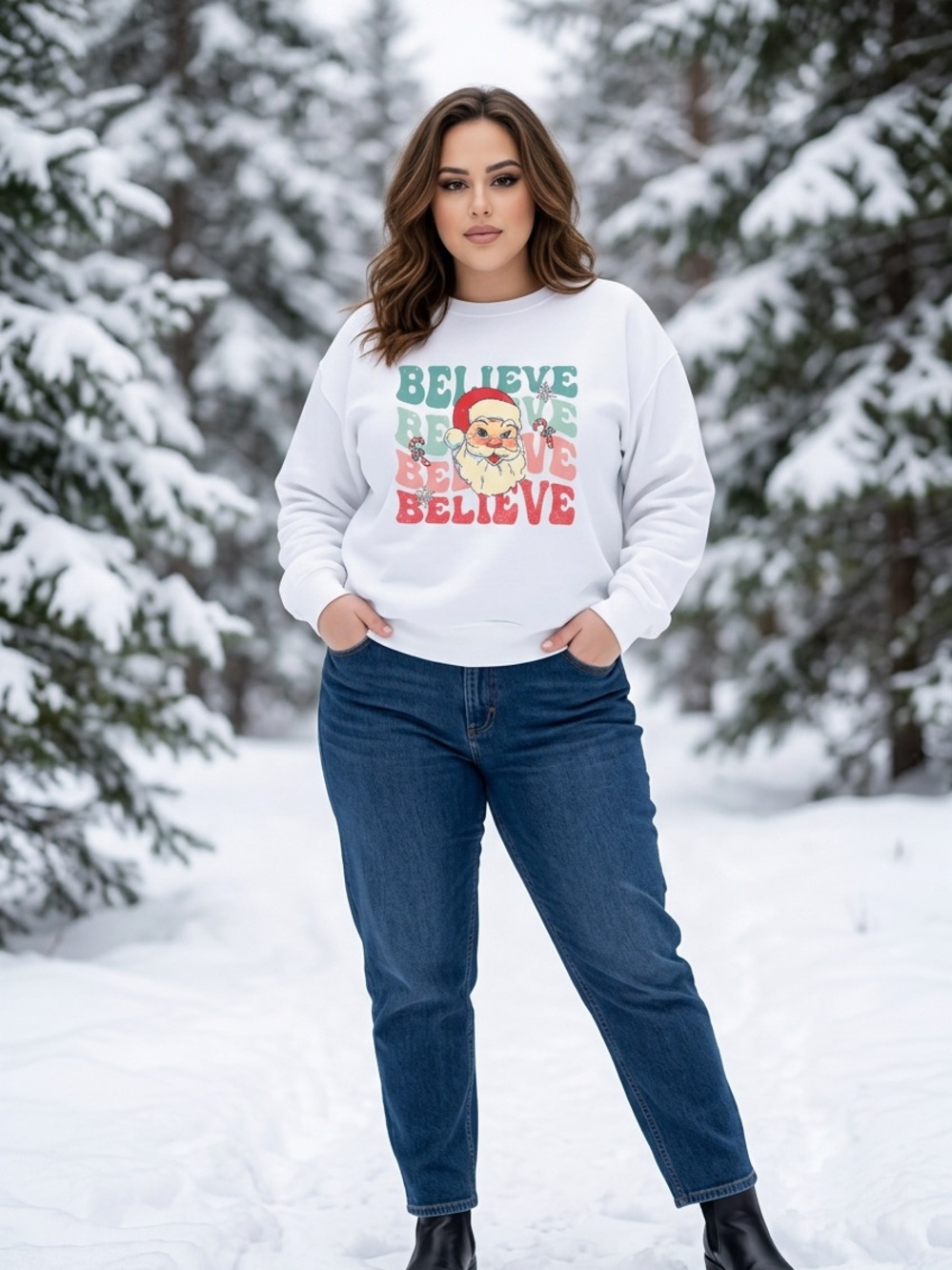 White 'Santa' Graphic Sweatshirt with Size XXL